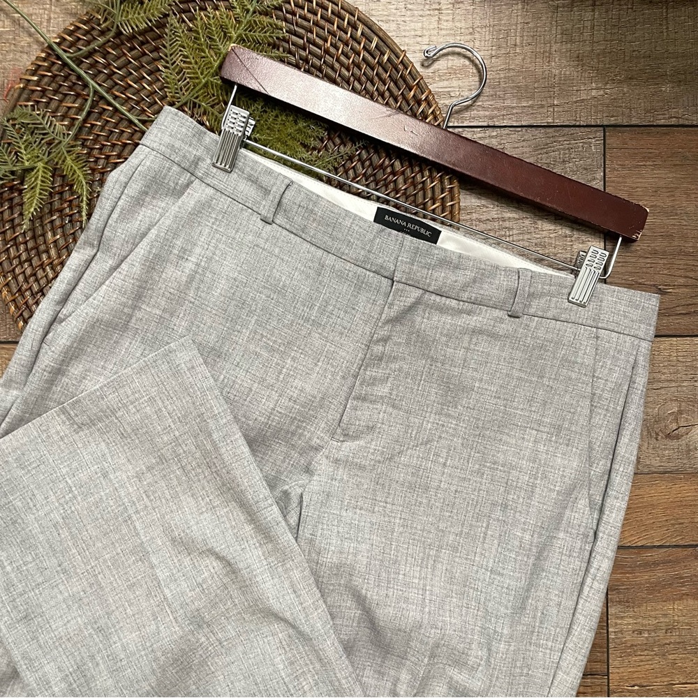 Banana Republic Womens Pants Gray Crosshatch Logan Fit Straight Leg Size 12